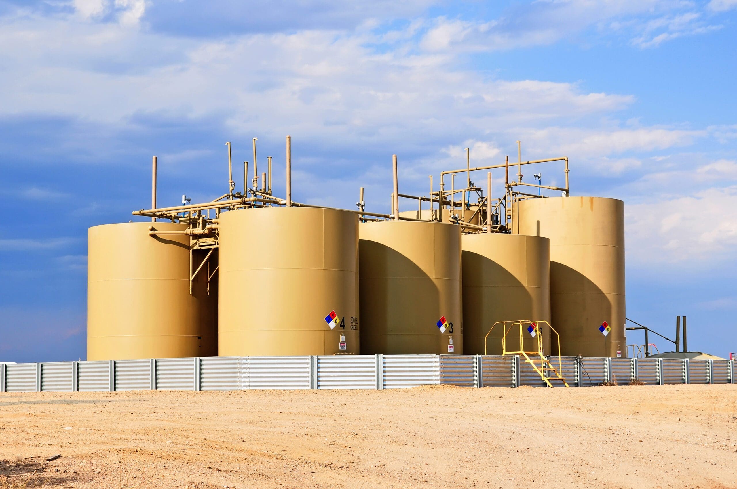 Storage tanks for crude oil in central Colorado